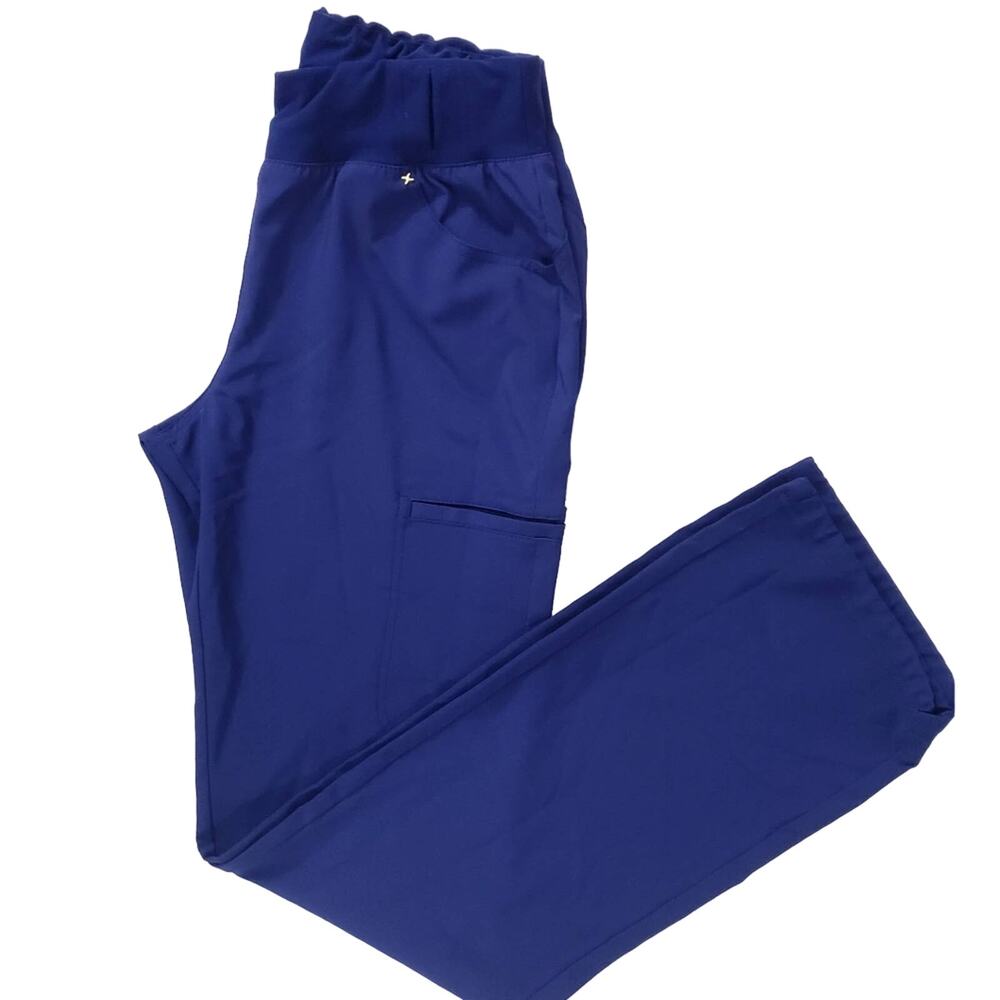 Blue Iflex Scrubs for Women, Yoga-Inspired Knit Waistband Scrub Pants sz M tall